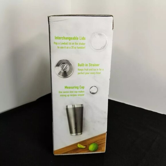 Reduce Cocktail 3-Piece Shaker Set with 10-oz. Lowball Tumblers (Slate) - NEW - Picture 4 of 7